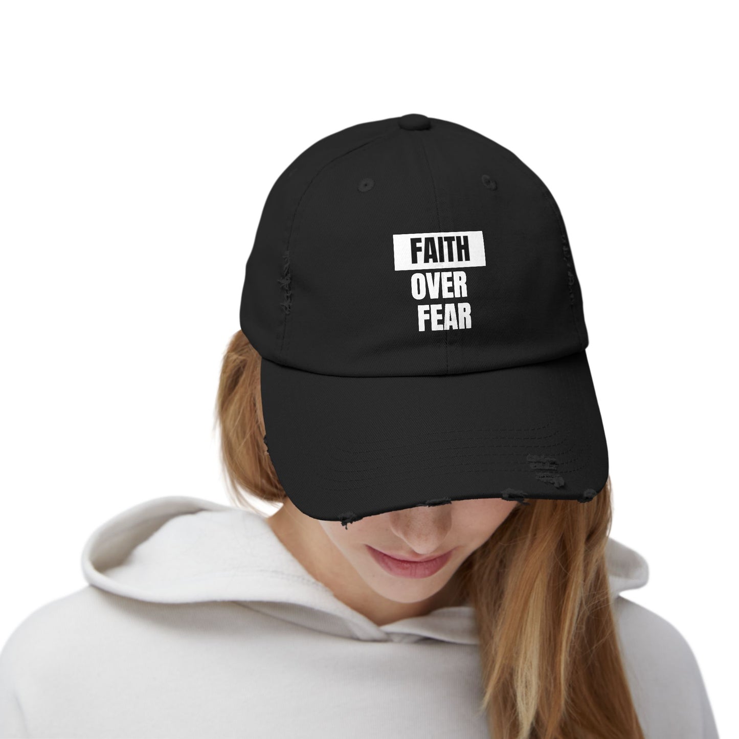 Faith over Fear - Unisex Distressed Cap