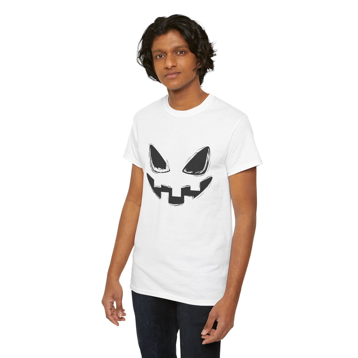 Spooky Face - Classic Graphic Print Unisex Heavy 100% Cotton Tee