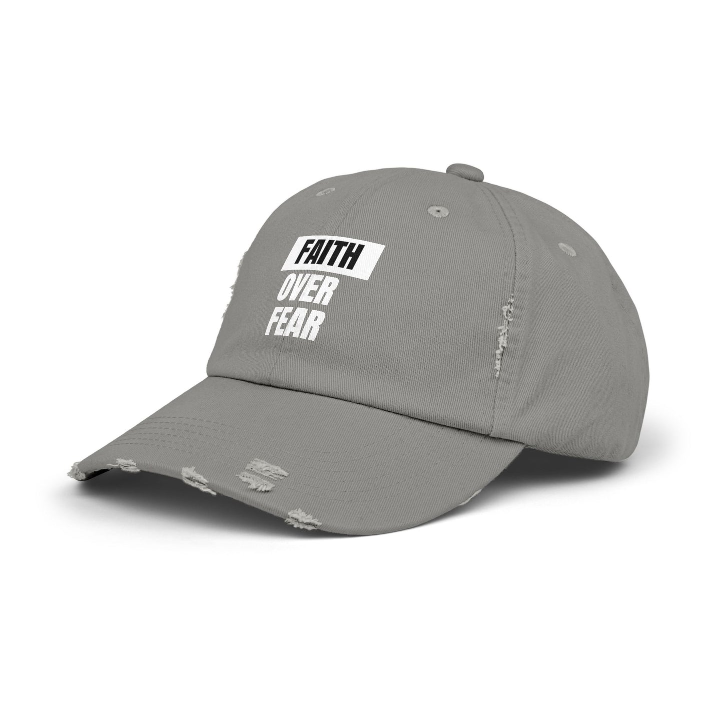 Faith over Fear - Unisex Distressed Cap