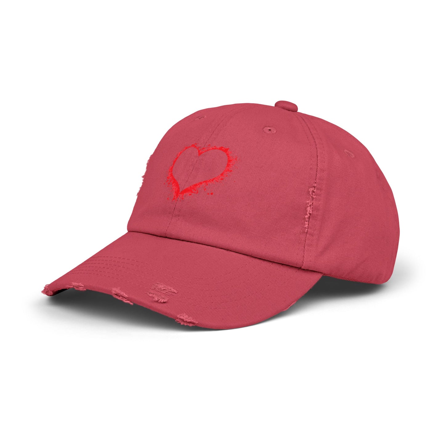 Heart Headed - Unisex 100% Cotton Distressed Adjustable Cap (One Size Fits All)