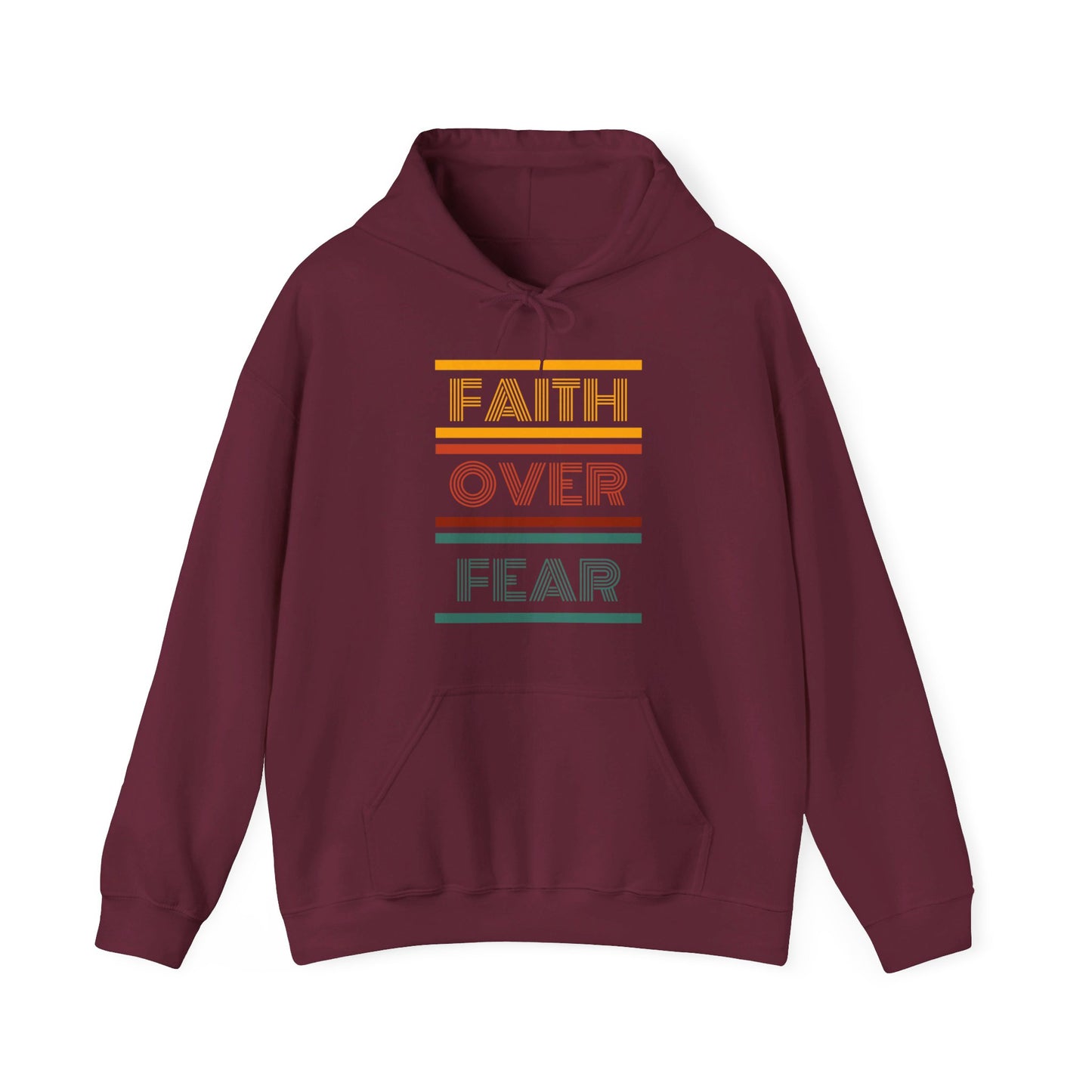Vintage Faith Over Fear Unisex Heavy Blend™ Hooded Print Sweatshirt