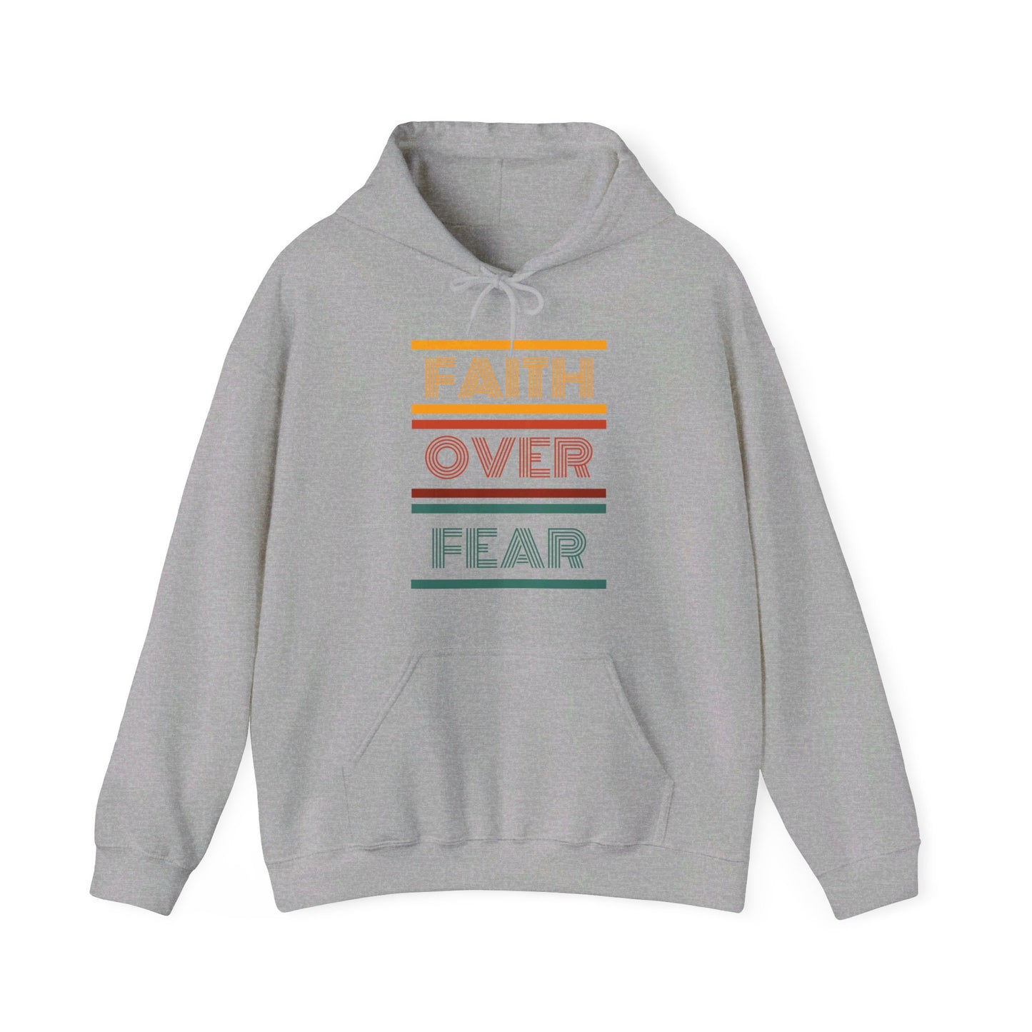 Vintage Faith Over Fear Unisex Heavy Blend™ Hooded Print Sweatshirt