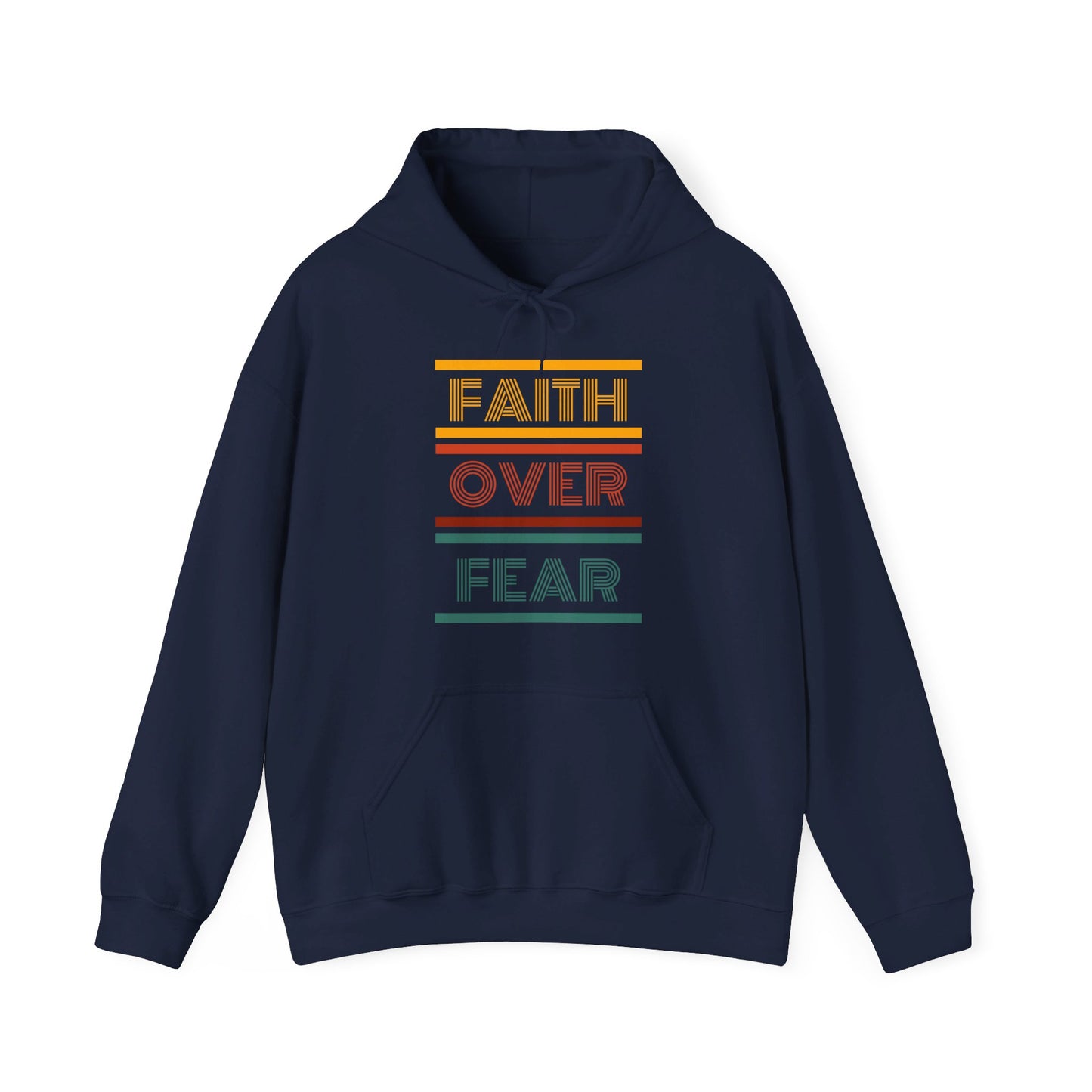 Vintage Faith Over Fear Unisex Heavy Blend™ Hooded Print Sweatshirt