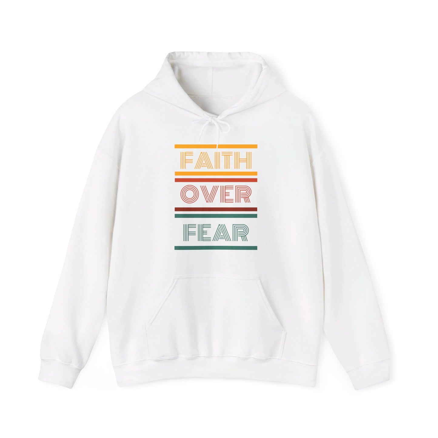Vintage Faith Over Fear Unisex Heavy Blend™ Hooded Print Sweatshirt