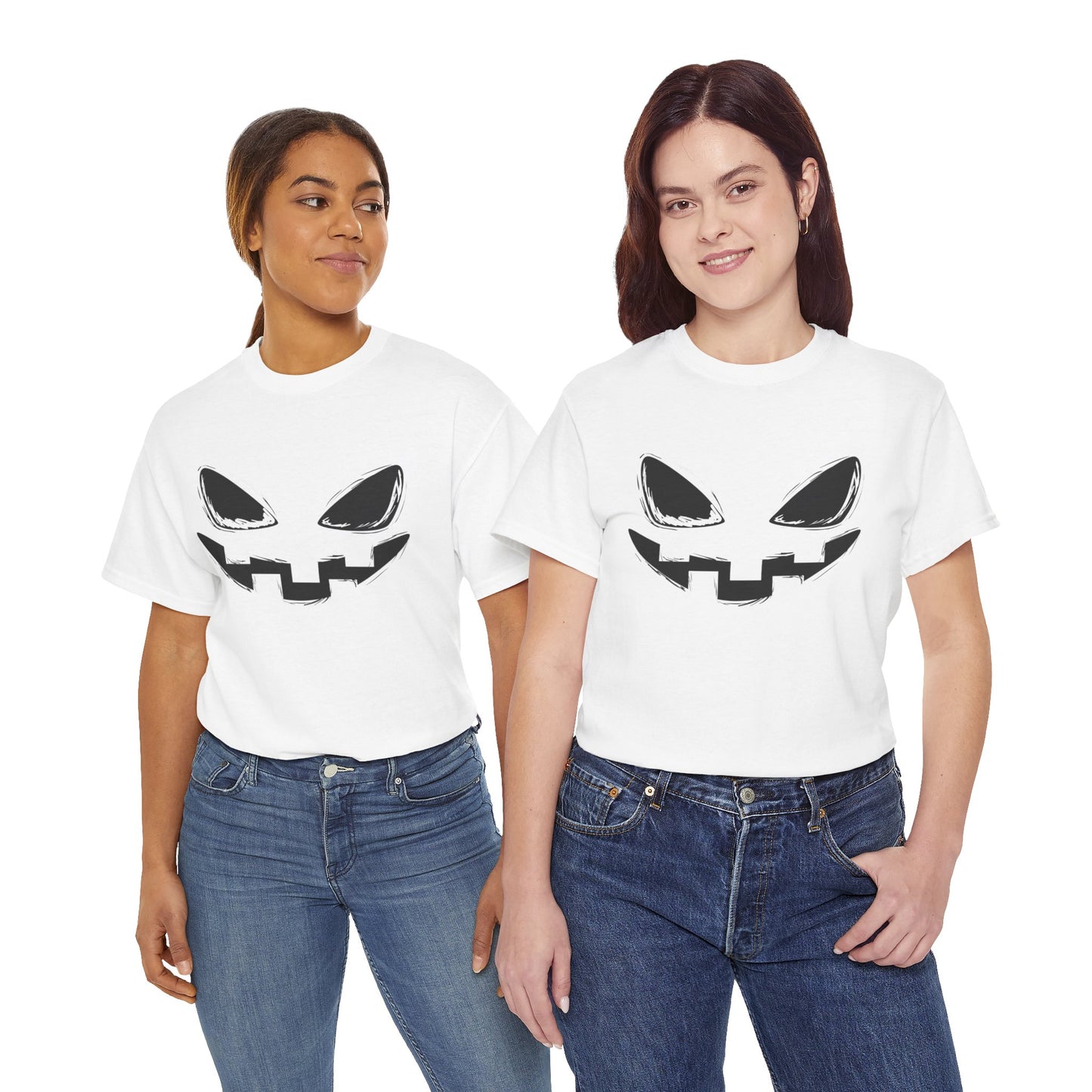 Spooky Face - Classic Graphic Print Unisex Heavy 100% Cotton Tee
