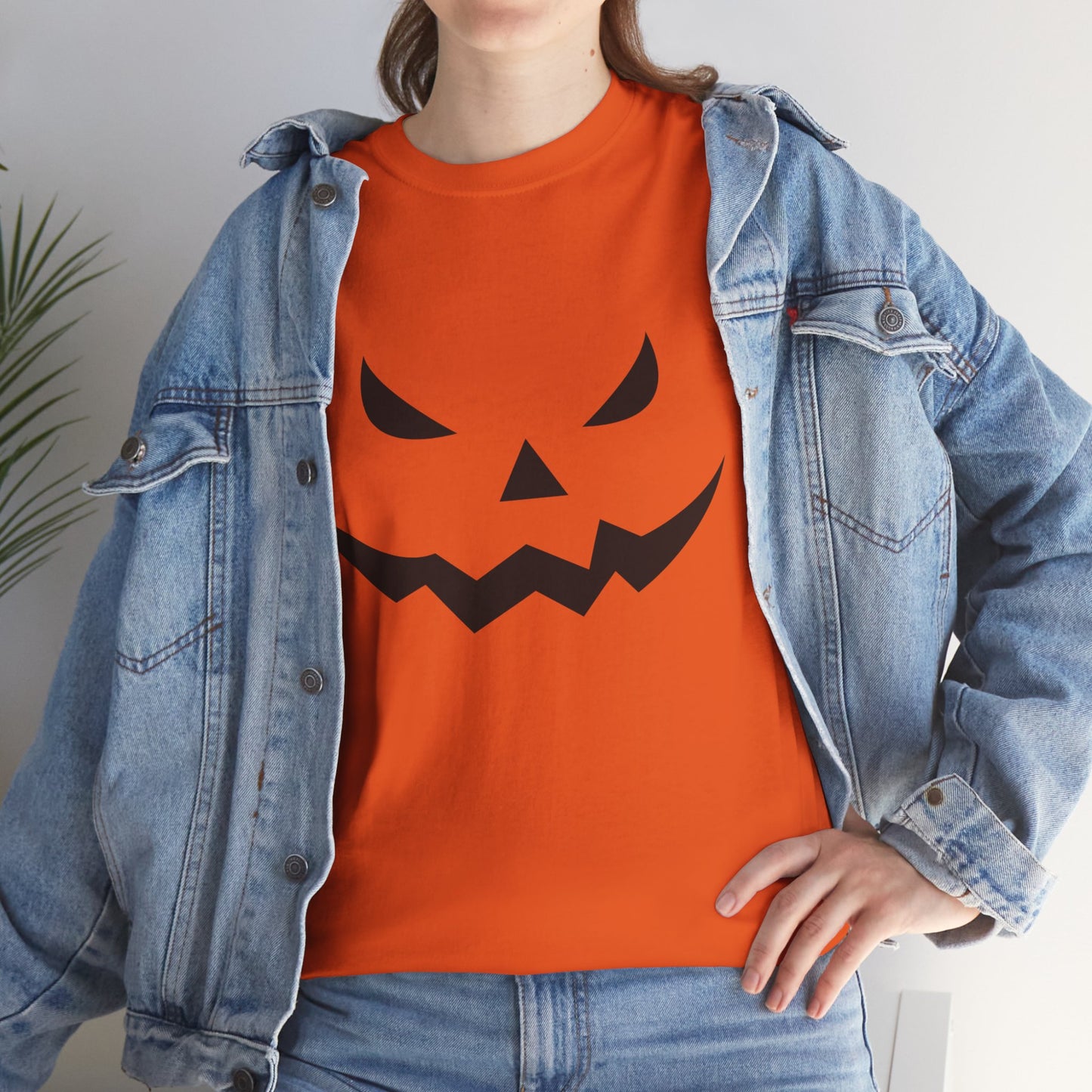 Pumpkin Face - Classic Graphic Print Unisex Heavy 100% Cotton Tee