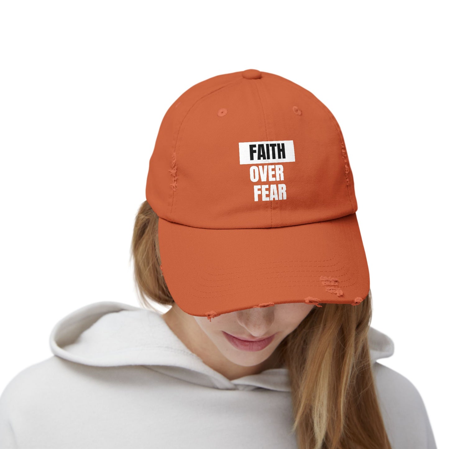 Faith over Fear - Unisex Distressed Cap