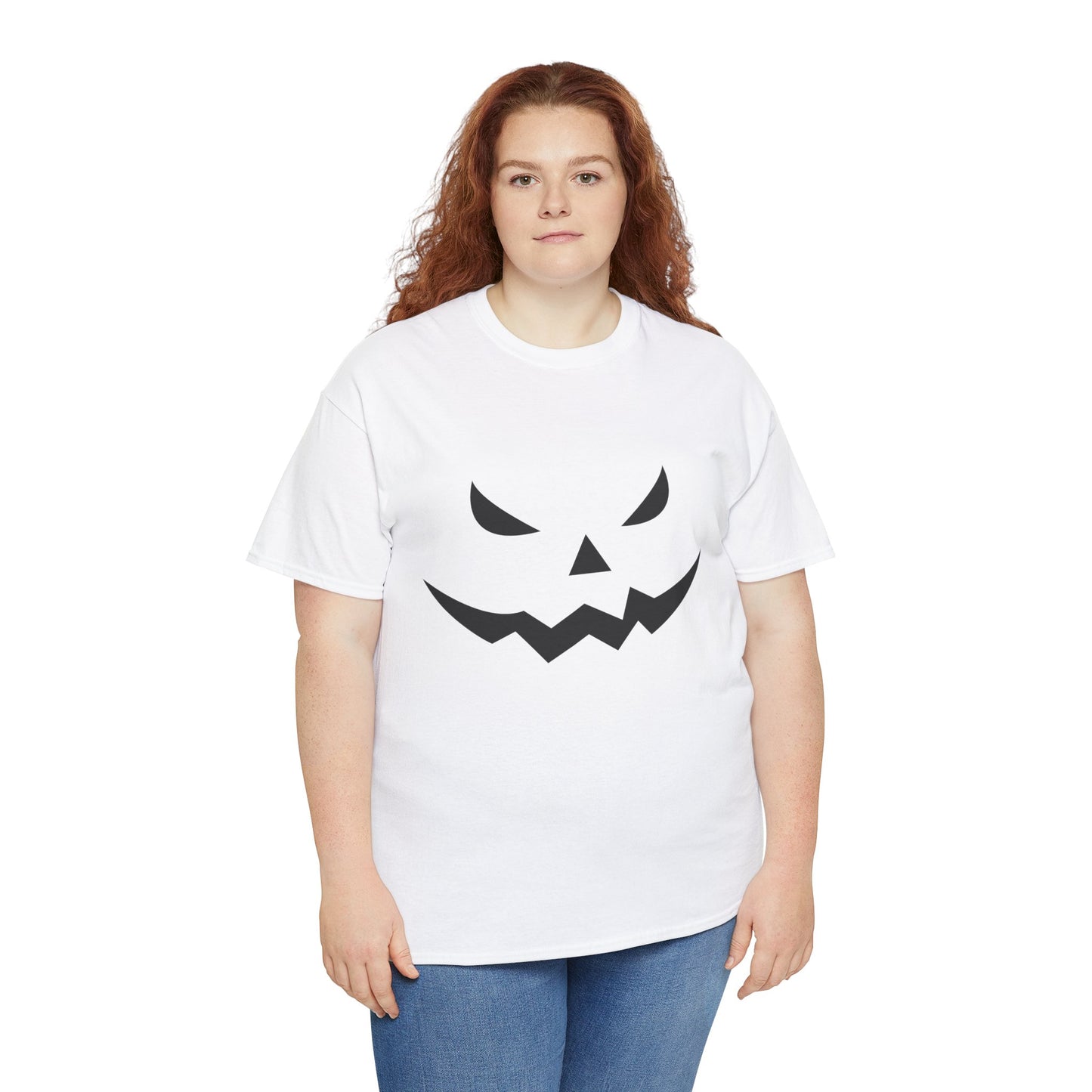 Pumpkin Face - Classic Graphic Print Unisex Heavy 100% Cotton Tee