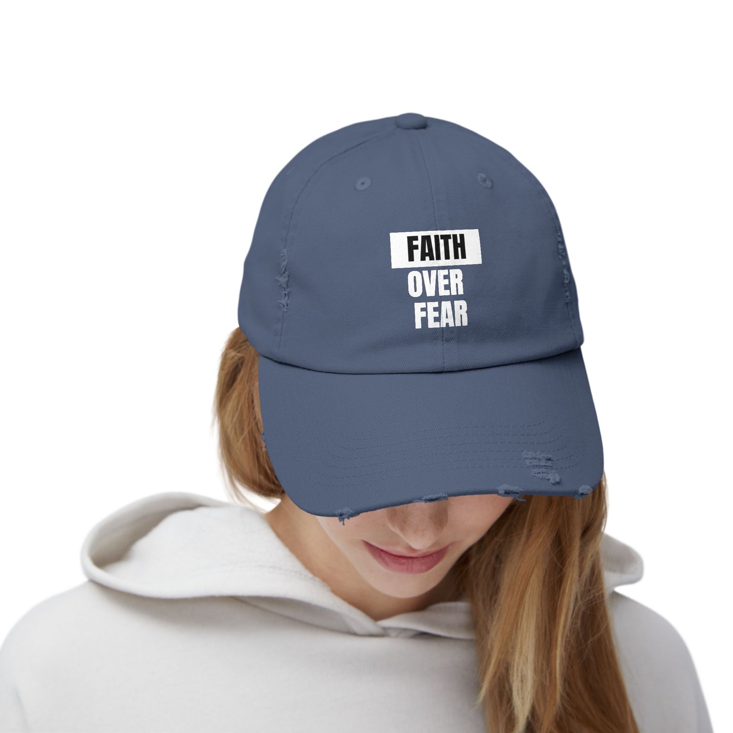 Faith over Fear - Unisex Distressed Cap