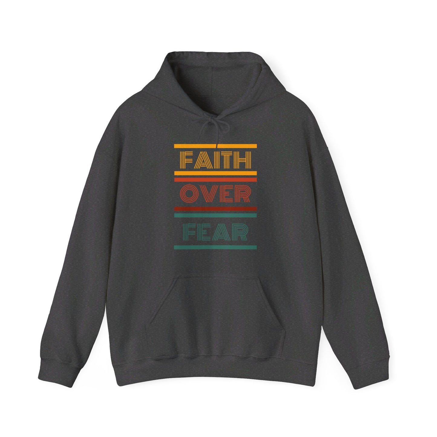 Vintage Faith Over Fear Unisex Heavy Blend™ Hooded Print Sweatshirt