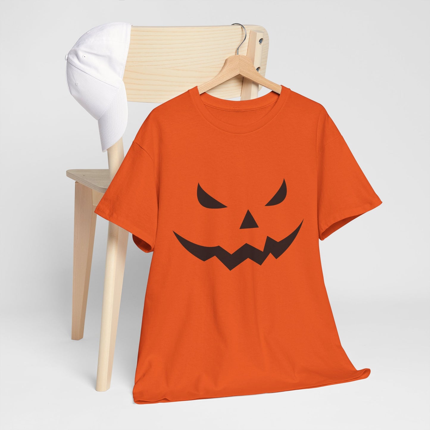 Pumpkin Face - Classic Graphic Print Unisex Heavy 100% Cotton Tee