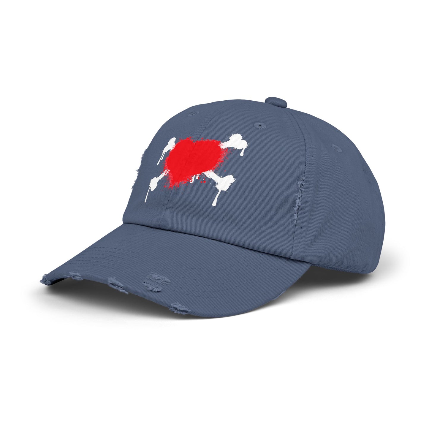 Heart & Bones- Unisex Graphic Distressed Cap 100% Cotton