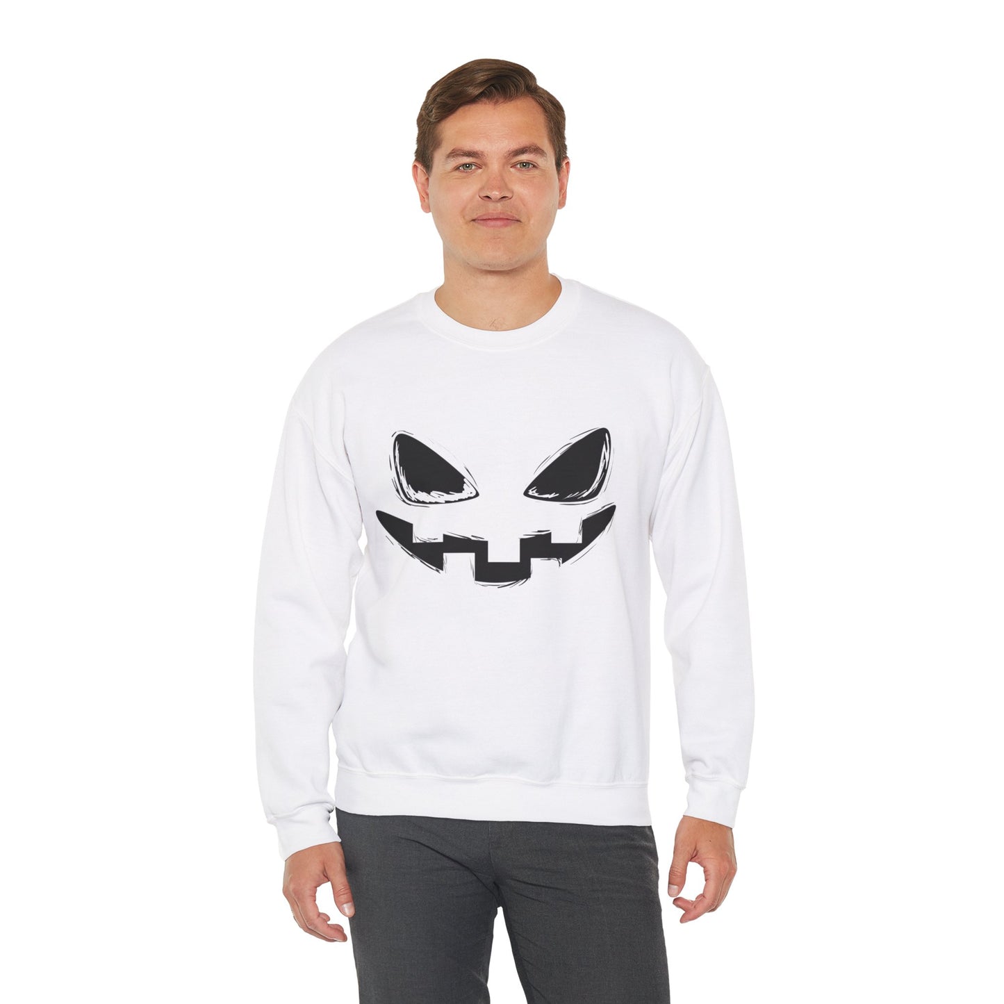 Spooky Face- Classic Graphic Print Unisex Heavy Blend™ Crewneck Sweatshirt