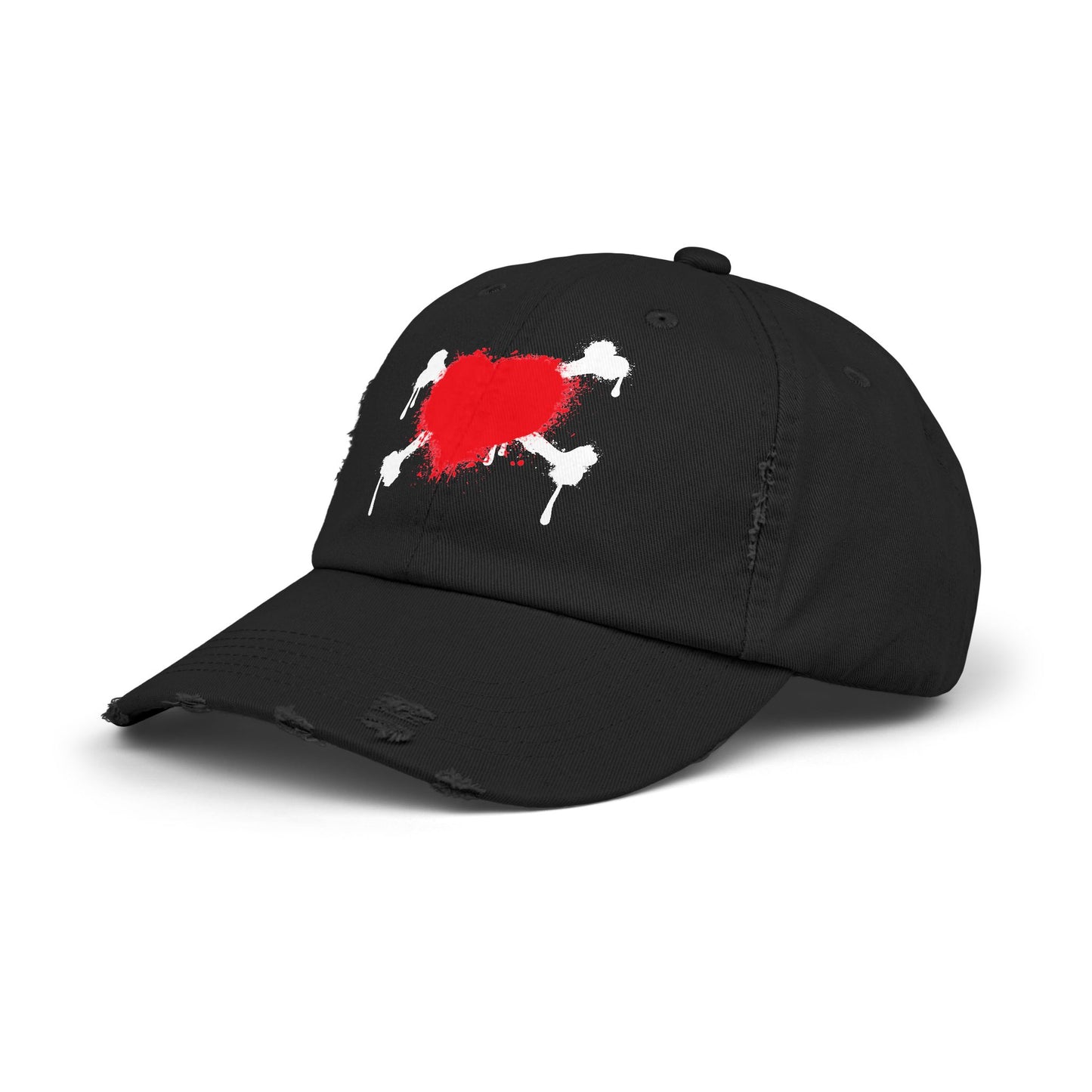 Heart & Bones- Unisex Graphic Distressed Cap 100% Cotton