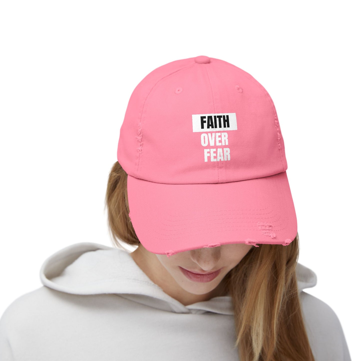 Faith over Fear - Unisex Distressed Cap