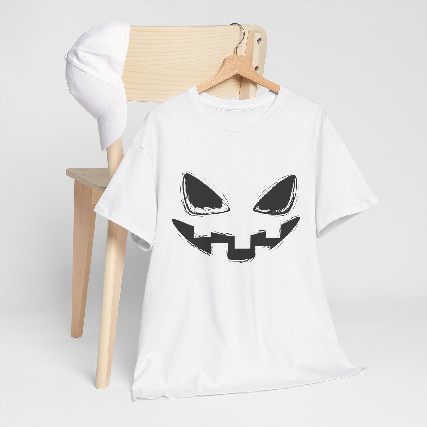 Spooky Face - Classic Graphic Print Unisex Heavy 100% Cotton Tee