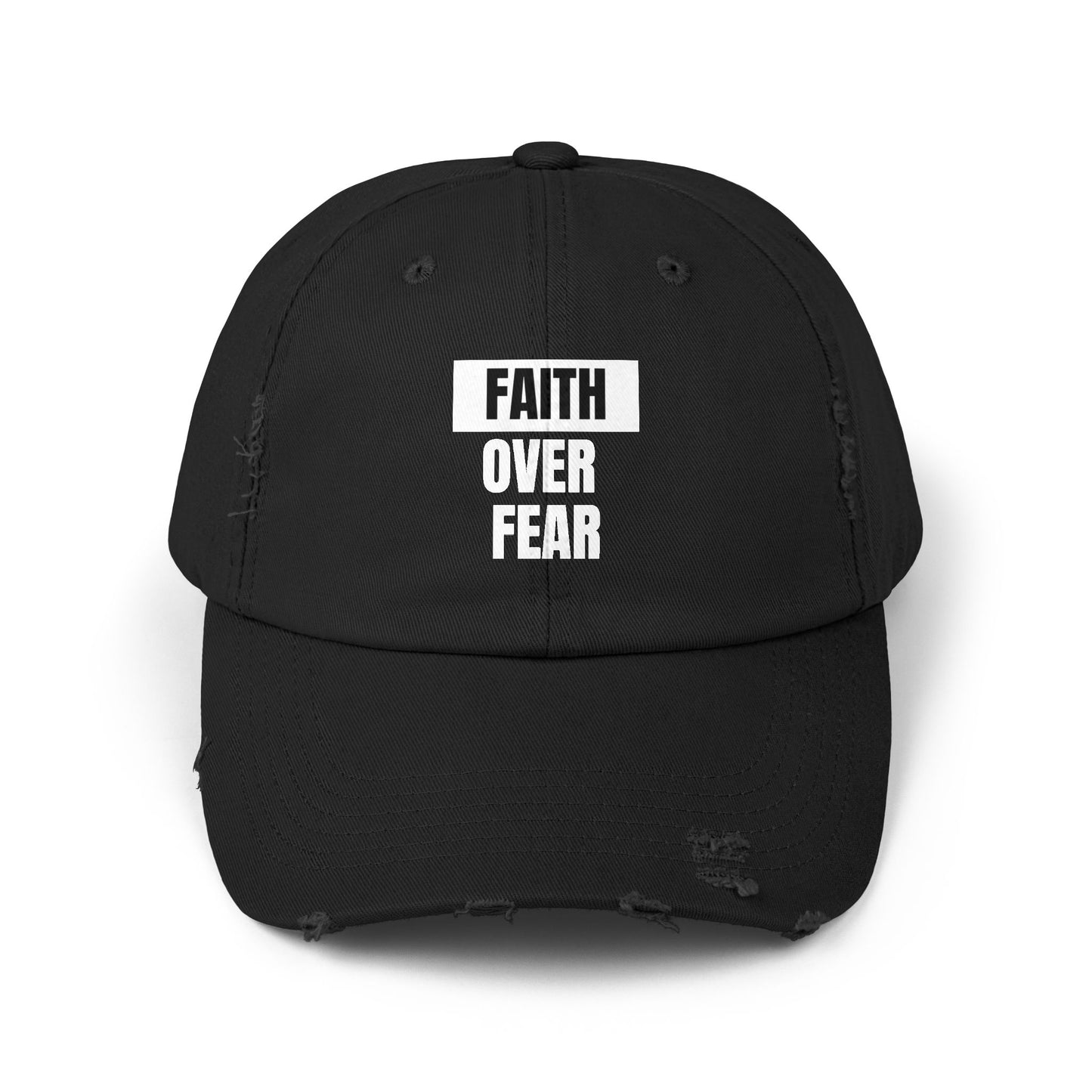 Faith over Fear - Unisex Distressed Cap