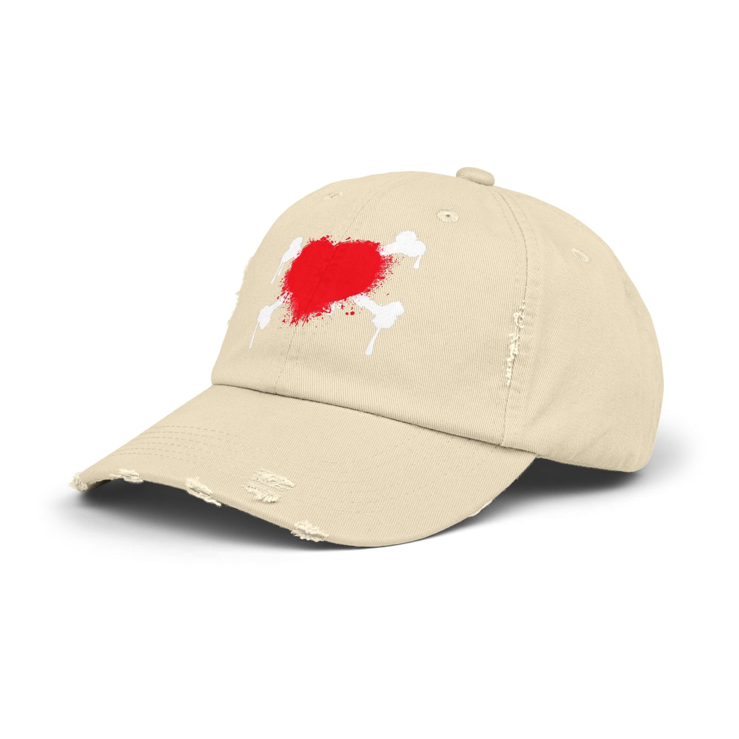 Heart & Bones- Unisex Graphic Distressed Cap 100% Cotton