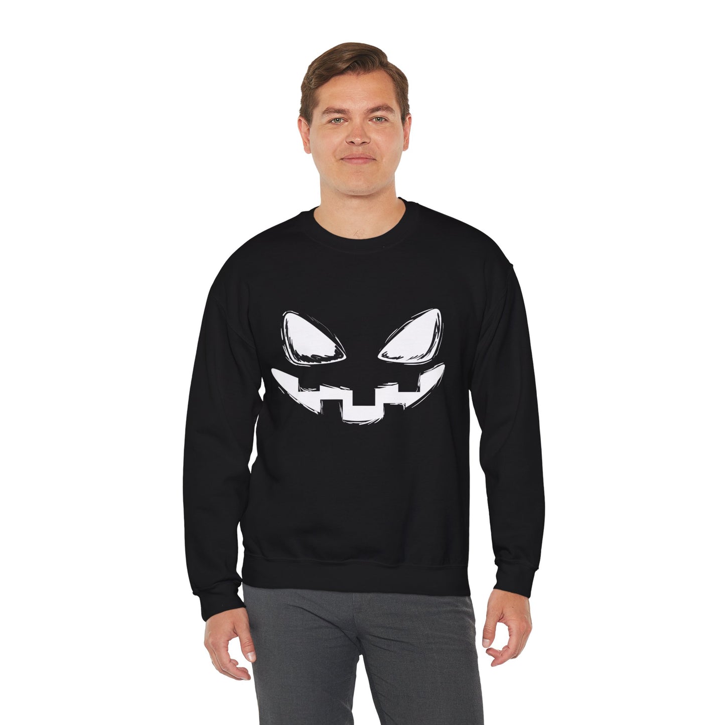 Spooky Face- Classic Graphic Print Unisex Heavy Blend™ Crewneck Sweatshirt