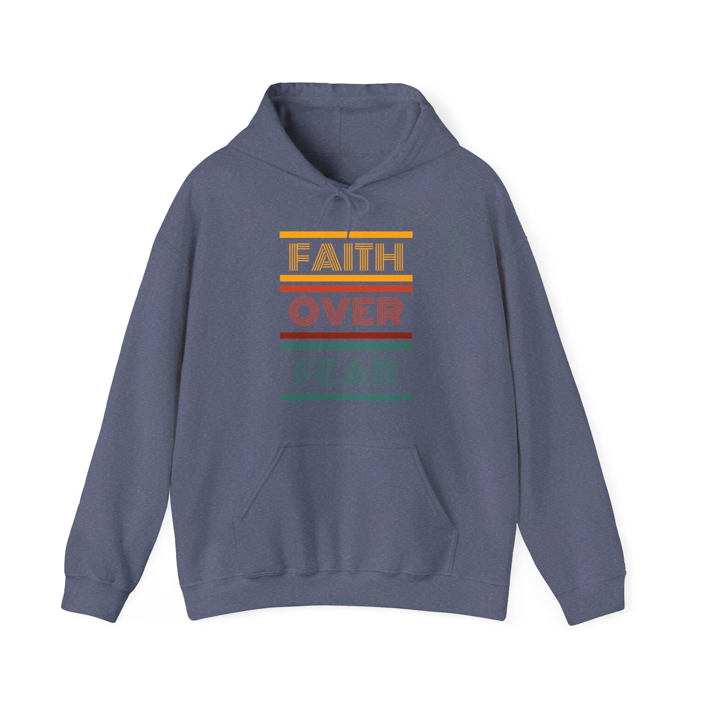 Vintage Faith Over Fear Unisex Heavy Blend™ Hooded Print Sweatshirt
