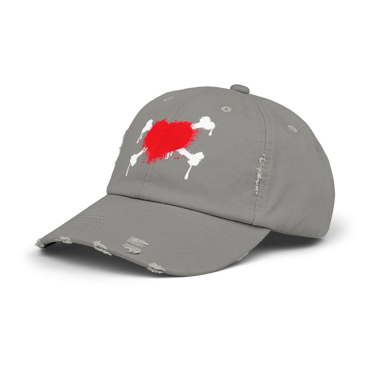 Heart & Bones- Unisex Graphic Distressed Cap 100% Cotton