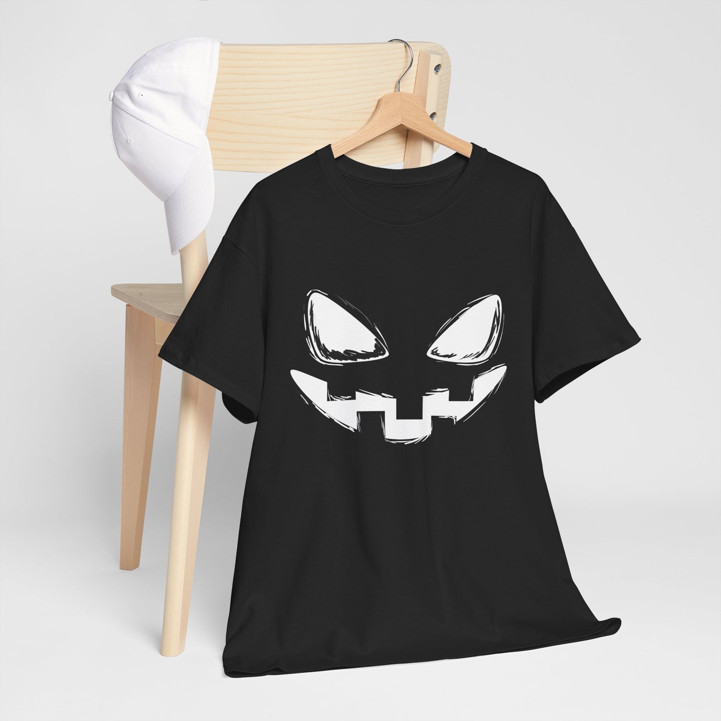 Spooky Face - Classic Graphic Print Unisex Heavy 100% Cotton Tee