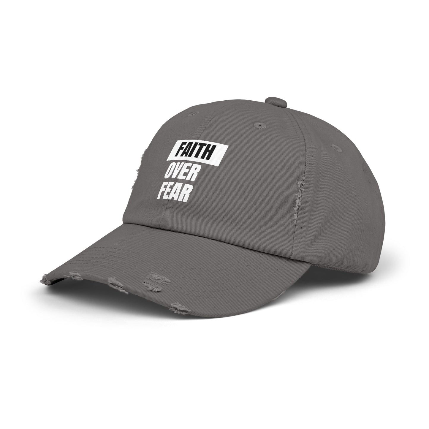 Faith over Fear - Unisex Distressed Cap