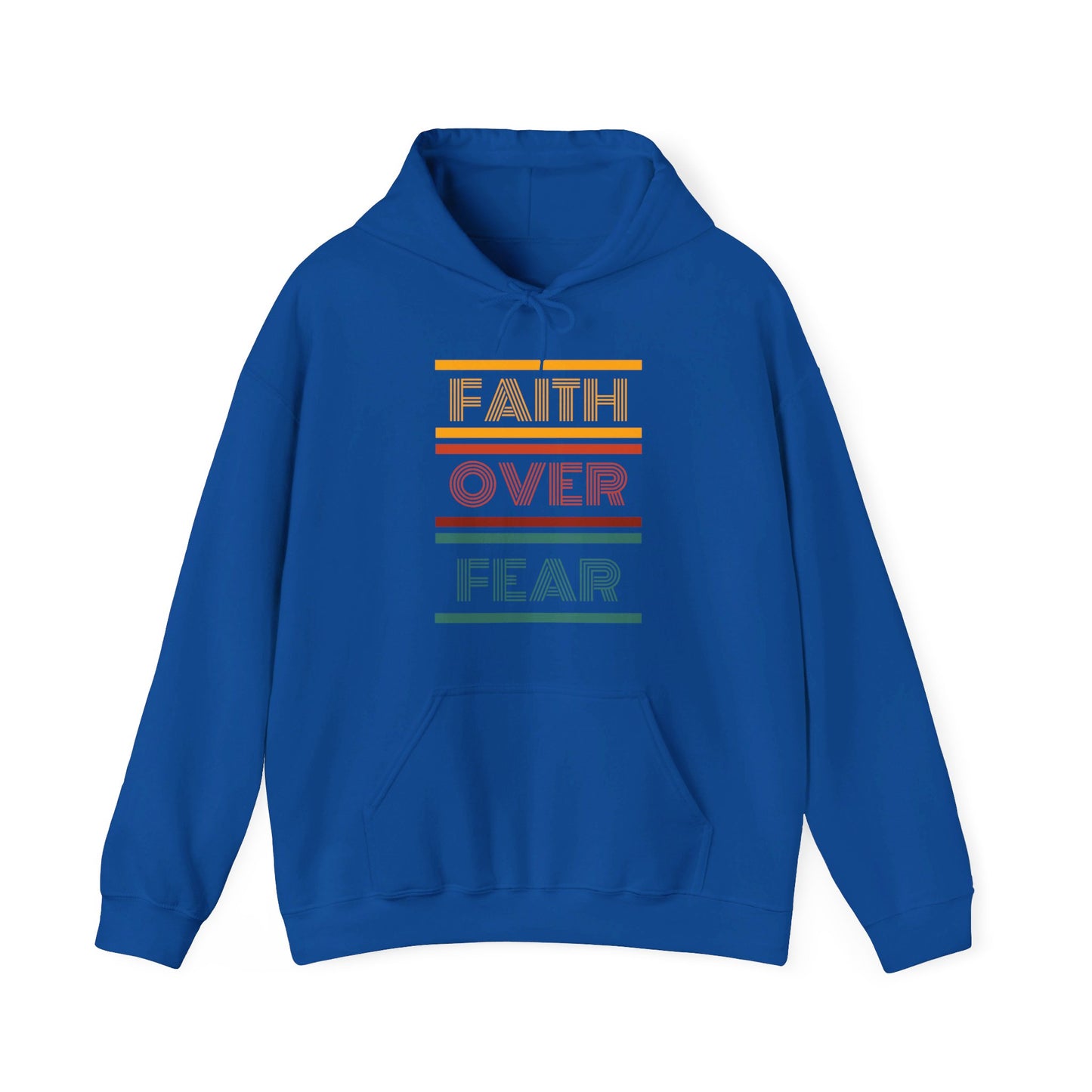 Vintage Faith Over Fear Unisex Heavy Blend™ Hooded Print Sweatshirt