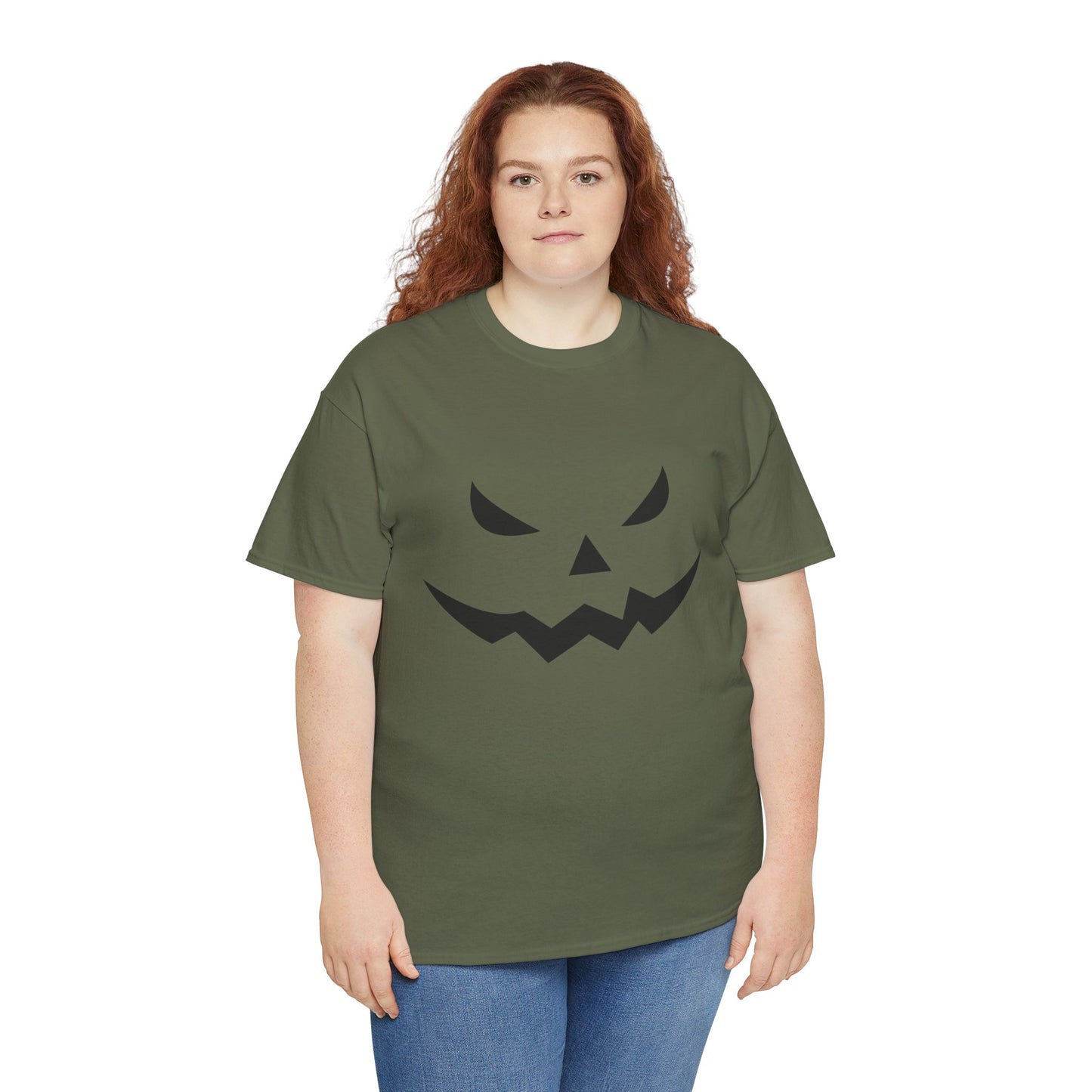 Pumpkin Face - Classic Graphic Print Unisex Heavy 100% Cotton Tee
