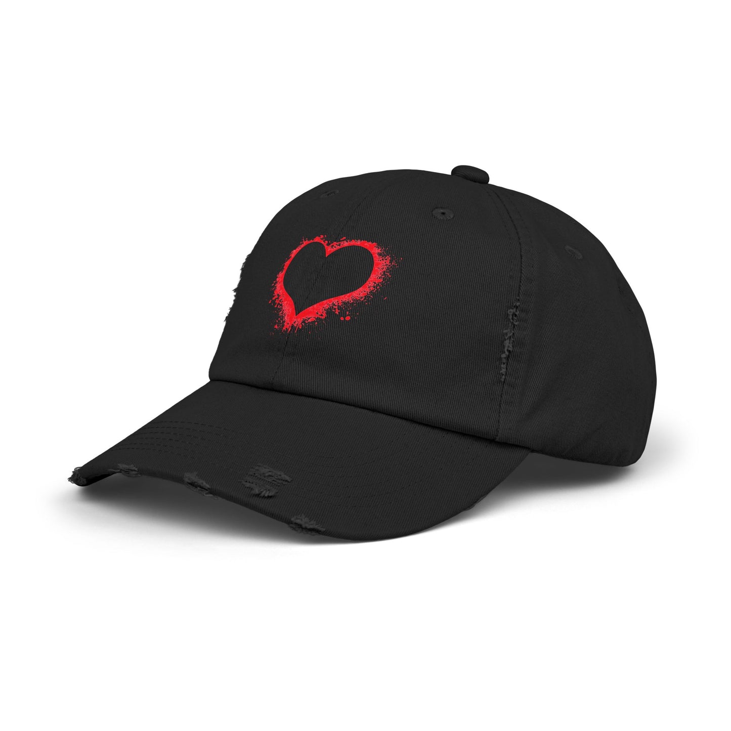 Heart Headed - Unisex 100% Cotton Distressed Adjustable Cap (One Size Fits All)