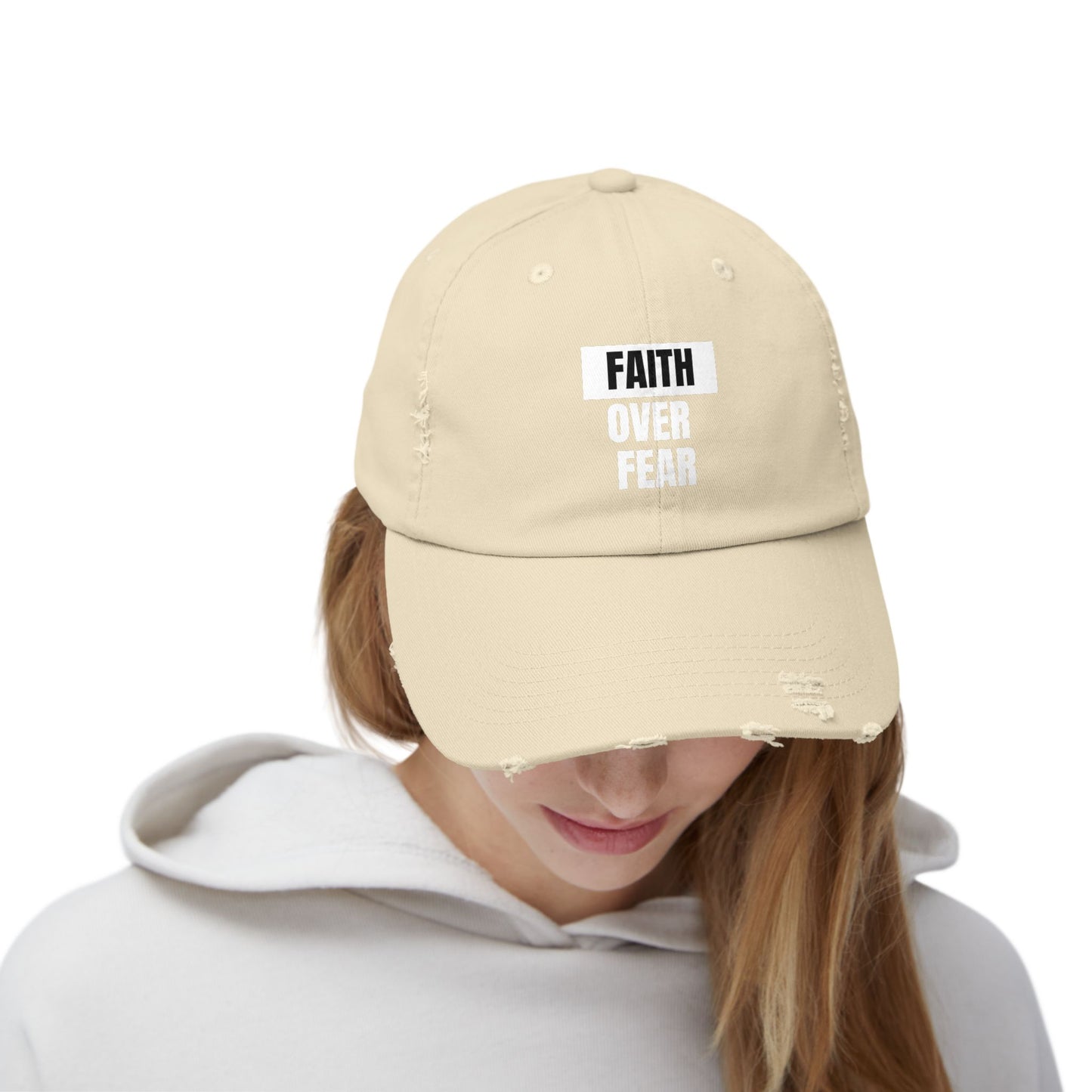 Faith over Fear - Unisex Distressed Cap