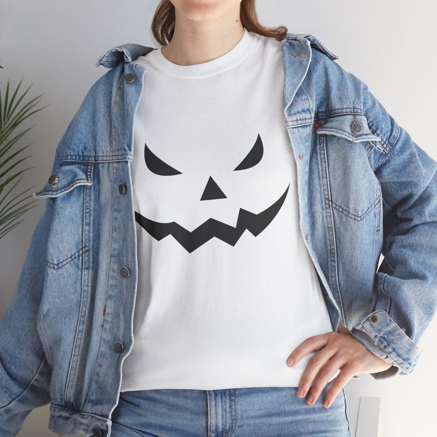 Pumpkin Face - Classic Graphic Print Unisex Heavy 100% Cotton Tee