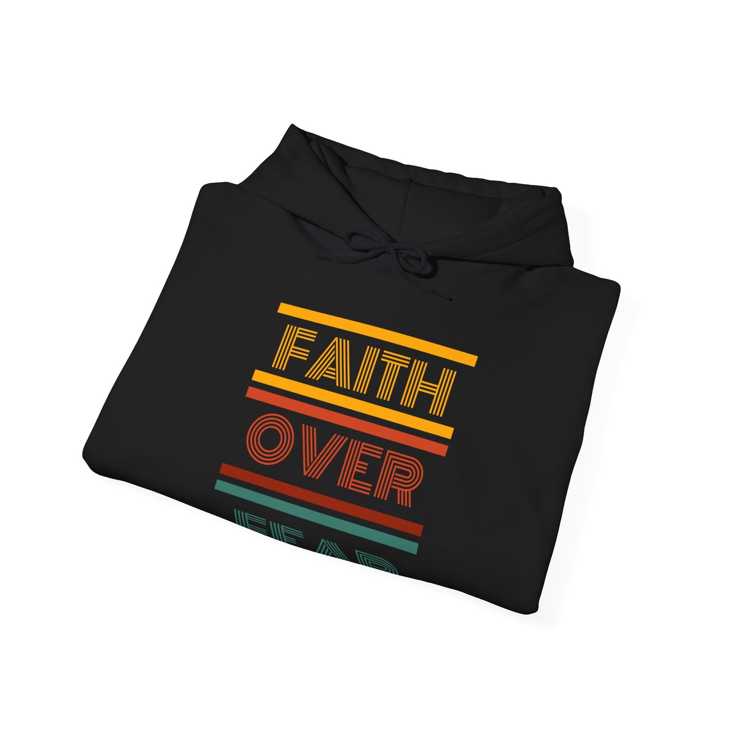 Vintage Faith Over Fear Unisex Heavy Blend™ Hooded Print Sweatshirt