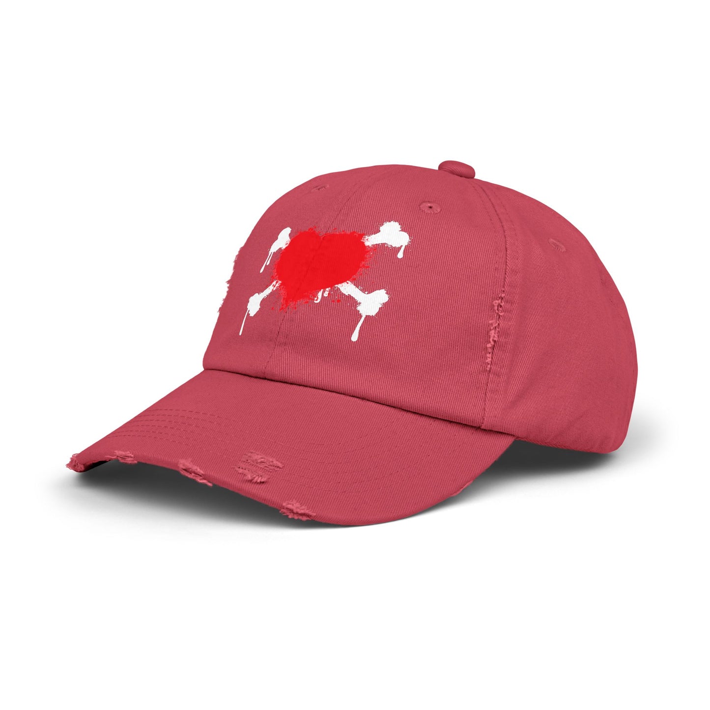 Heart & Bones- Unisex Graphic Distressed Cap 100% Cotton