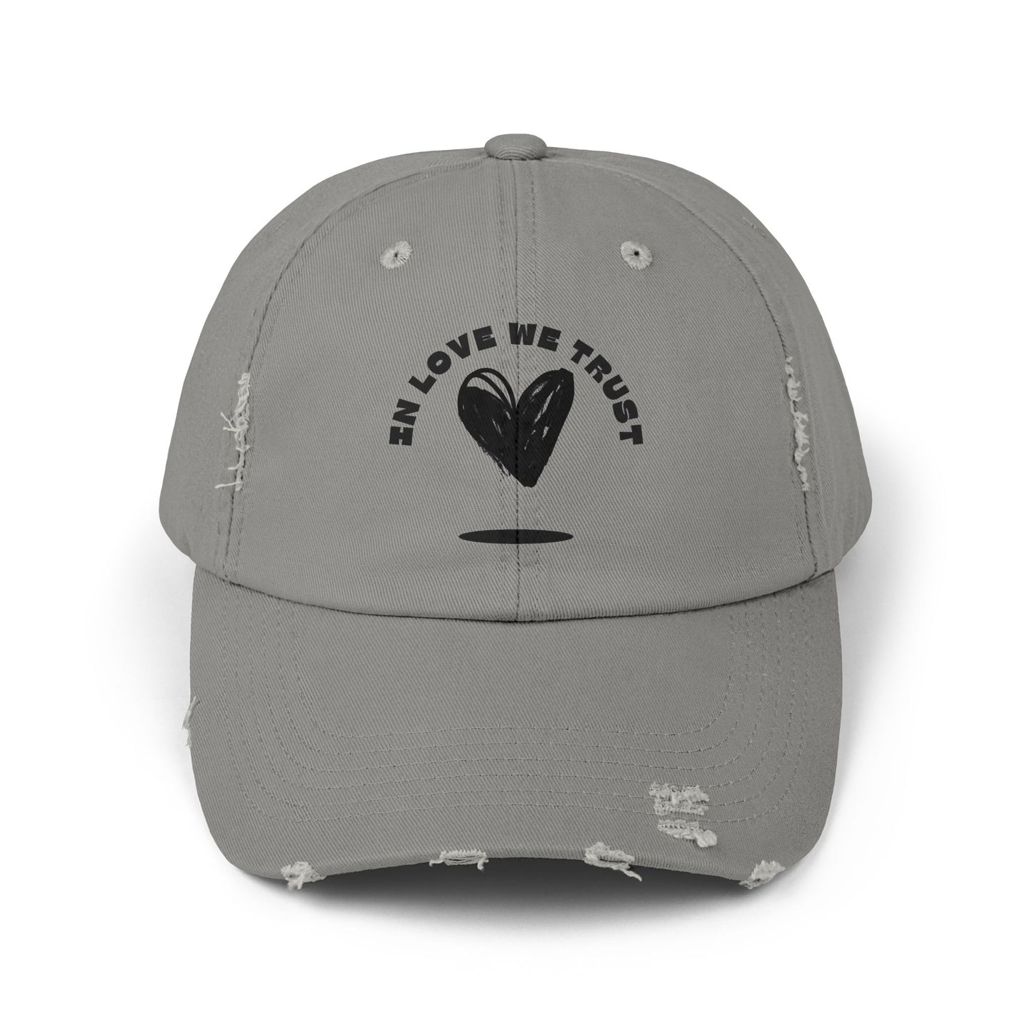 In love We Trust- 100% Cotton Classic Unisex Distressed Adjustable Cap