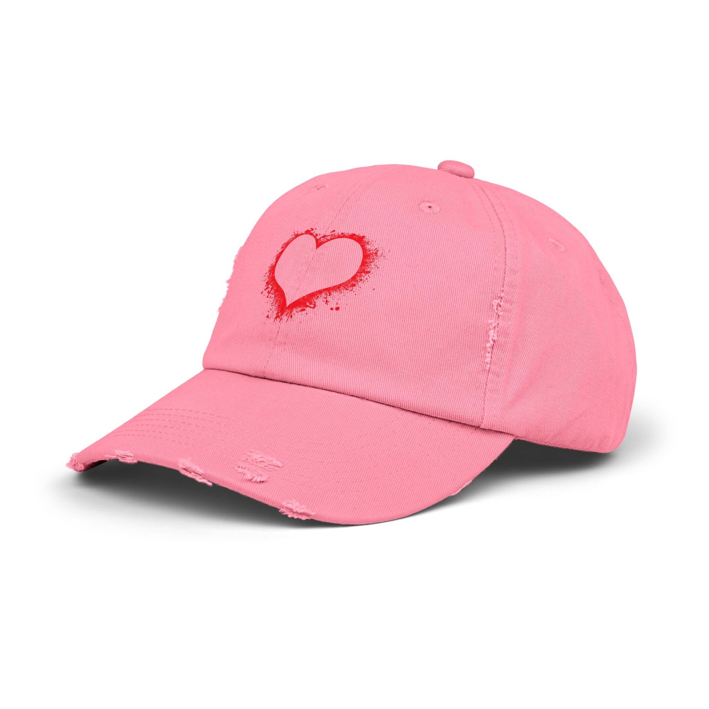 Heart Headed - Unisex 100% Cotton Distressed Adjustable Cap (One Size Fits All)