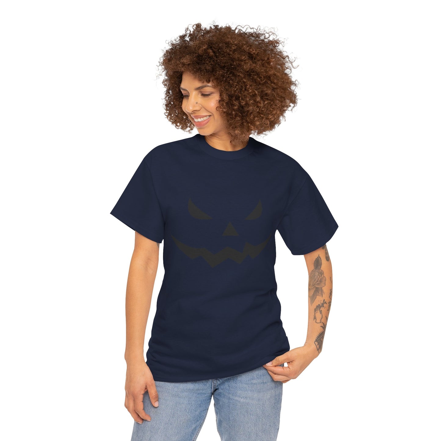 Pumpkin Face - Classic Graphic Print Unisex Heavy 100% Cotton Tee