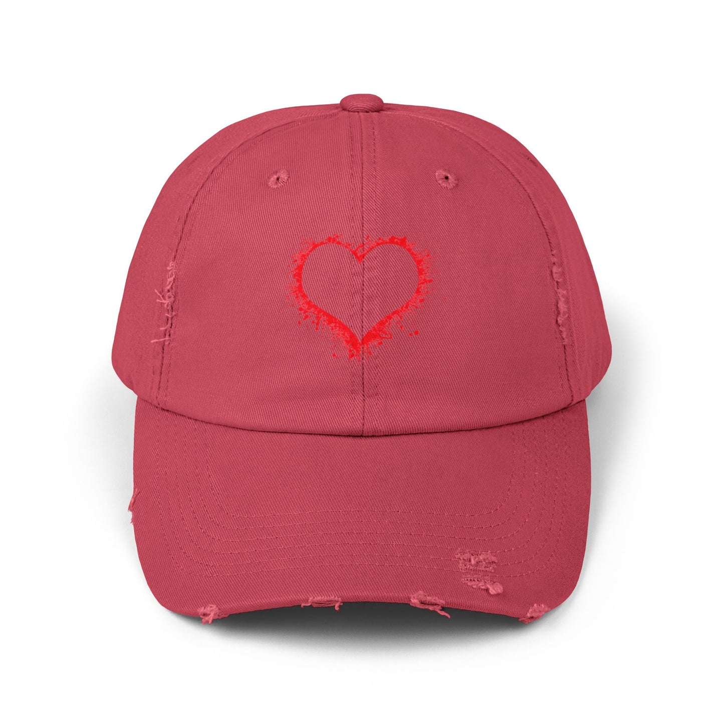 Heart Headed - Unisex 100% Cotton Distressed Adjustable Cap (One Size Fits All)