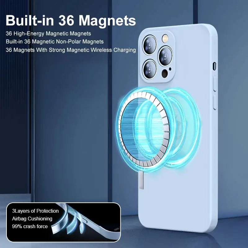 Magnetic Liquid Silicone Case For iPhone 14