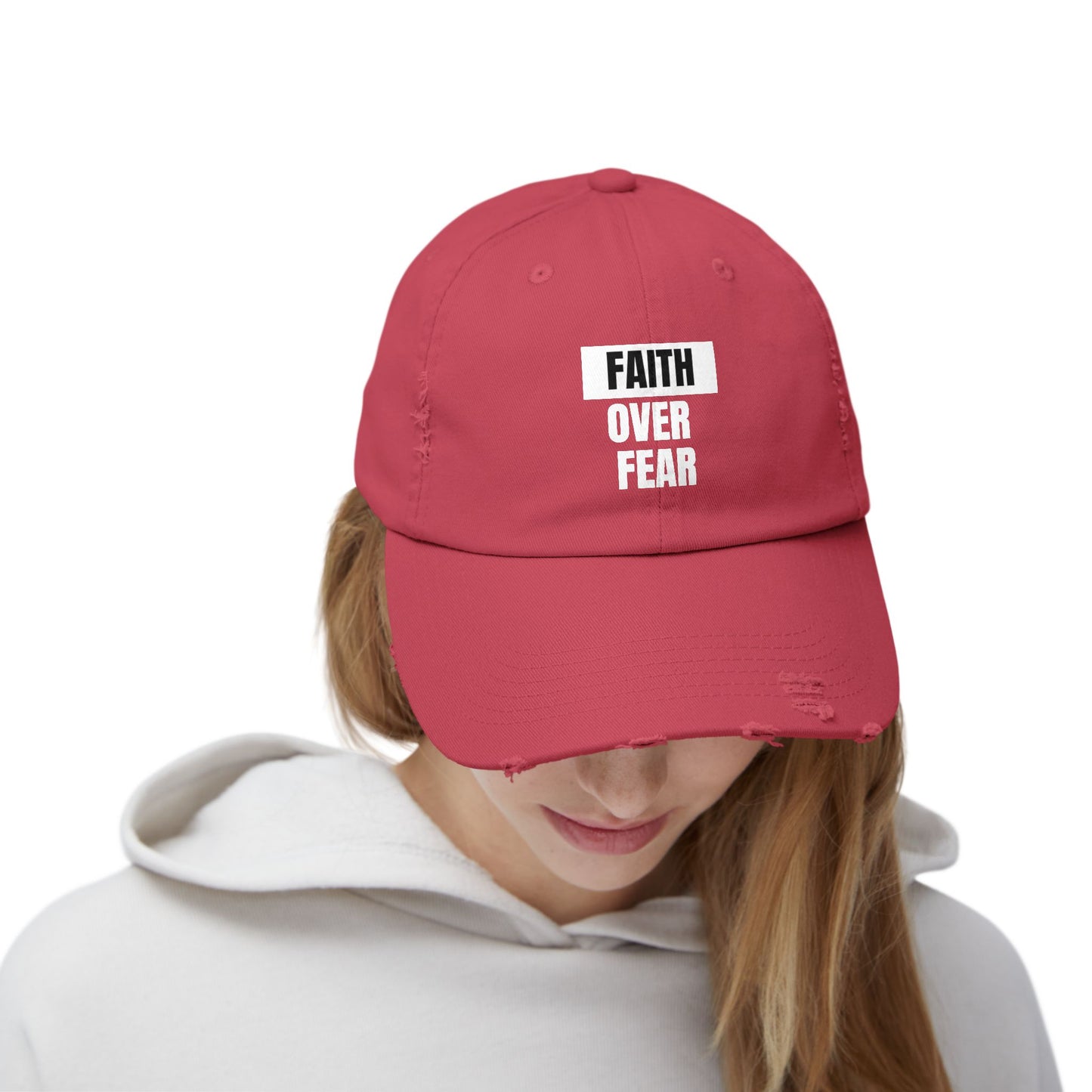 Faith over Fear - Unisex Distressed Cap