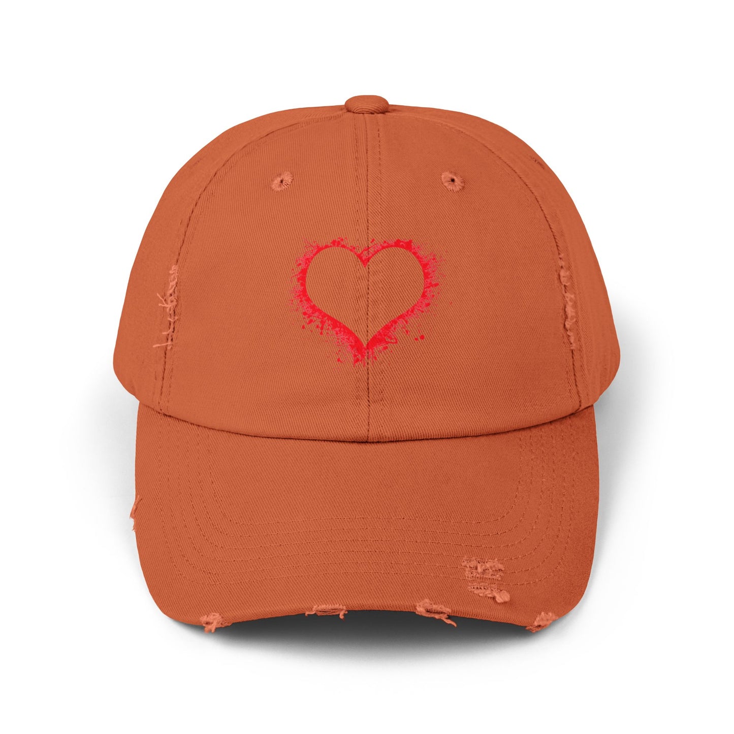 Heart Headed - Unisex 100% Cotton Distressed Adjustable Cap (One Size Fits All)