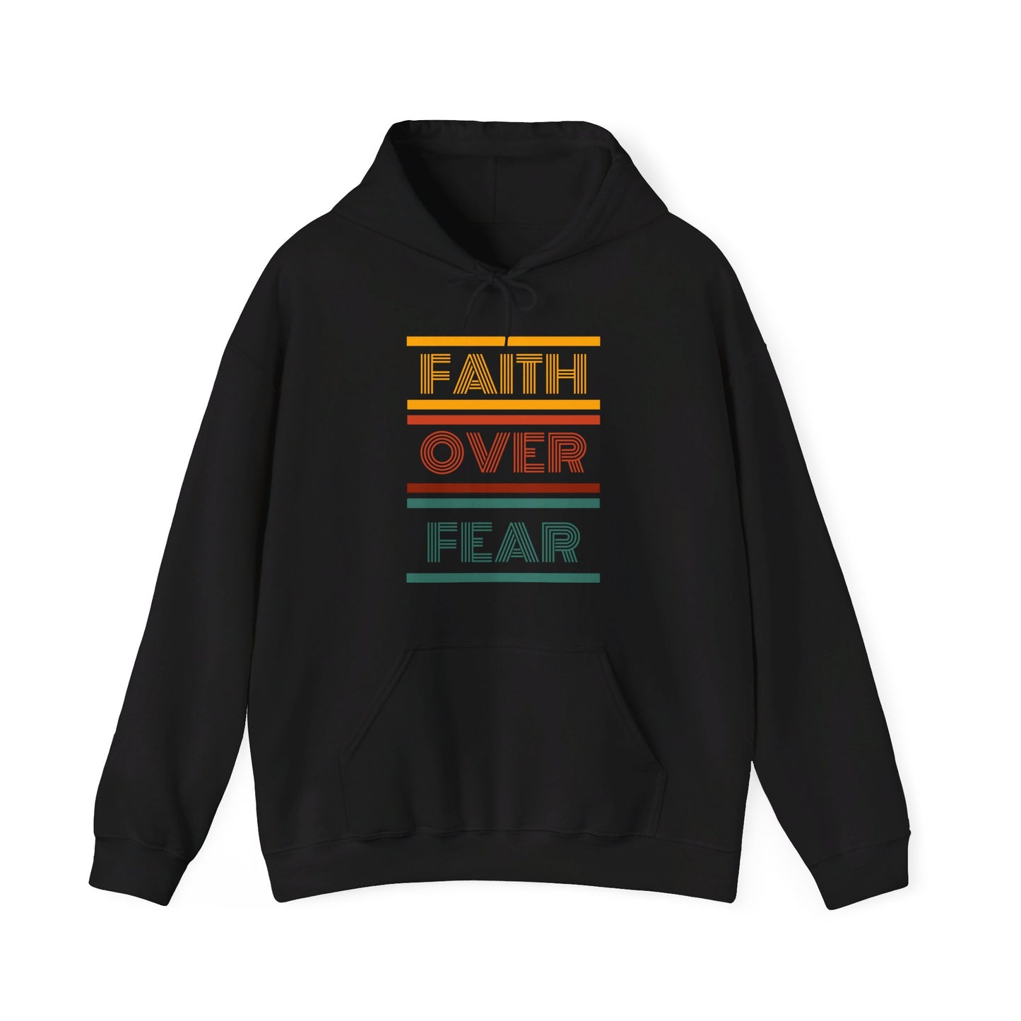 Vintage Faith Over Fear Unisex Heavy Blend™ Hooded Print Sweatshirt