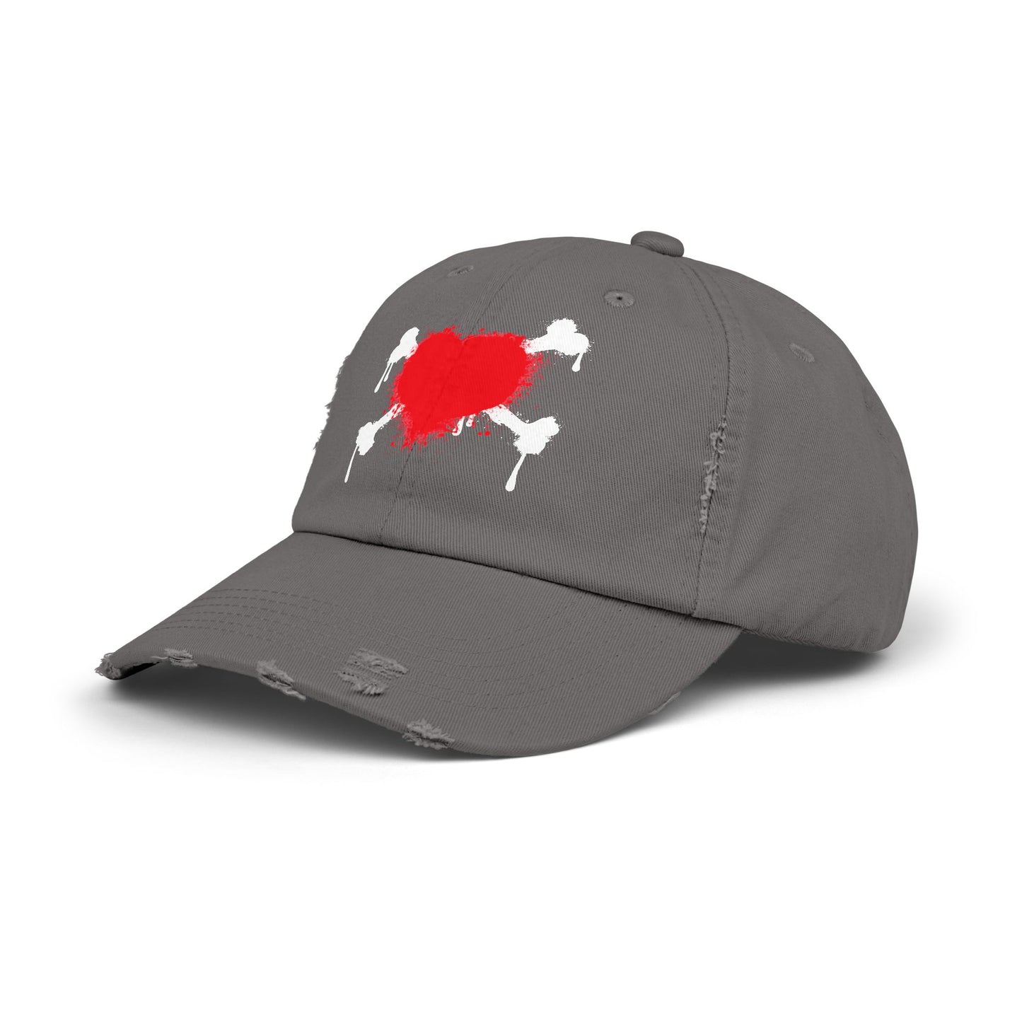 Heart & Bones- Unisex Graphic Distressed Cap 100% Cotton