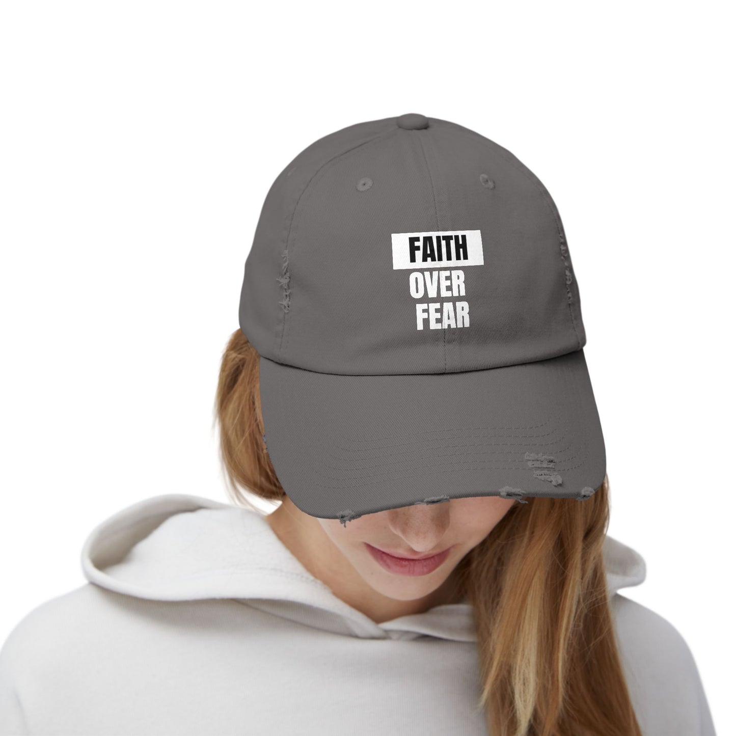 Faith over Fear - Unisex Distressed Cap