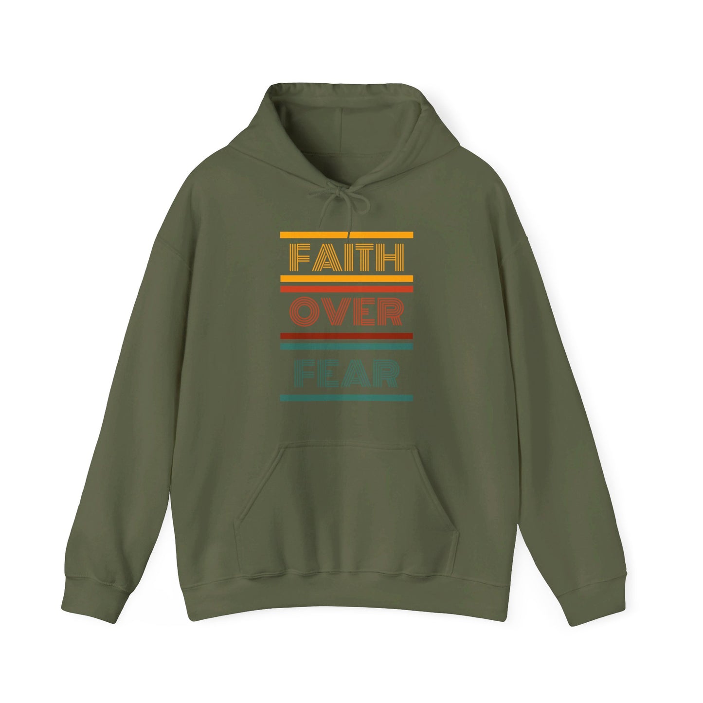 Vintage Faith Over Fear Unisex Heavy Blend™ Hooded Print Sweatshirt