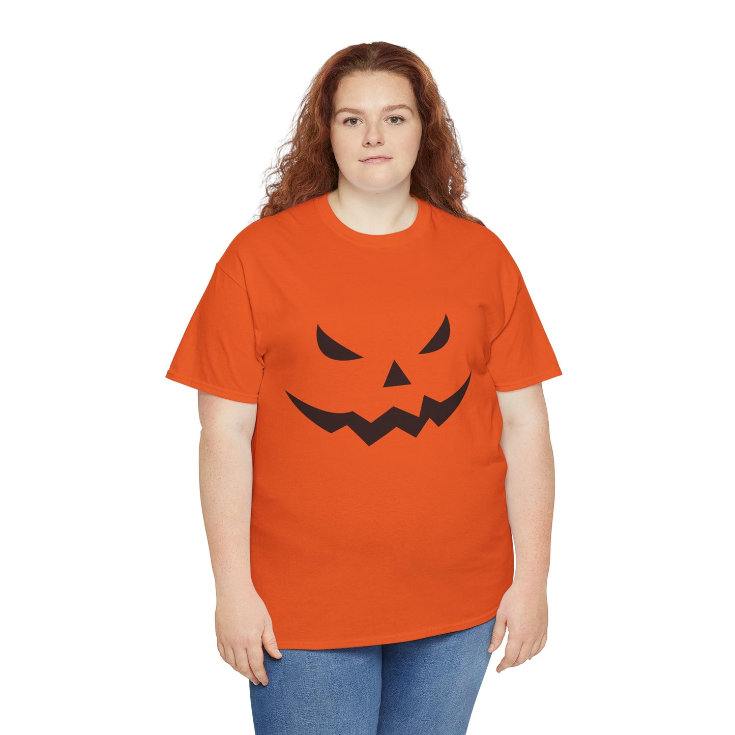Pumpkin Face - Classic Graphic Print Unisex Heavy 100% Cotton Tee