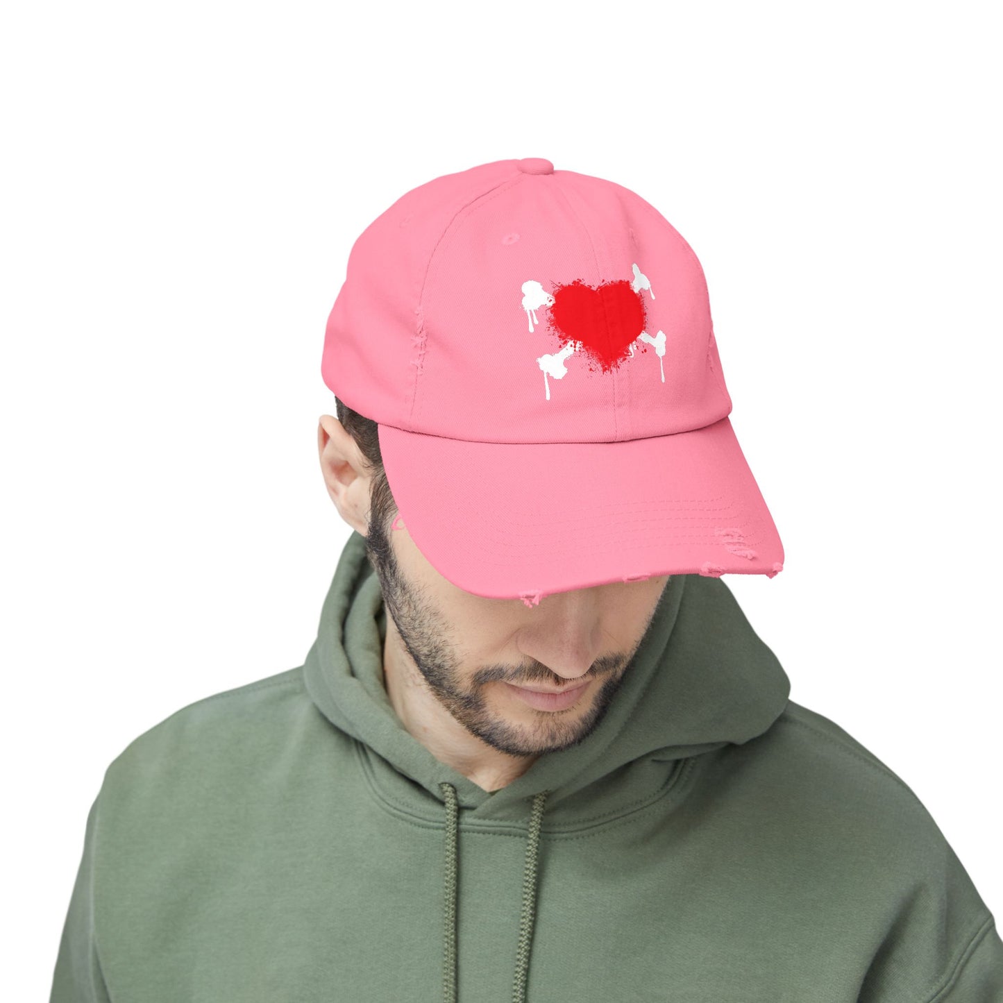 Heart & Bones- Unisex Graphic Distressed Cap 100% Cotton