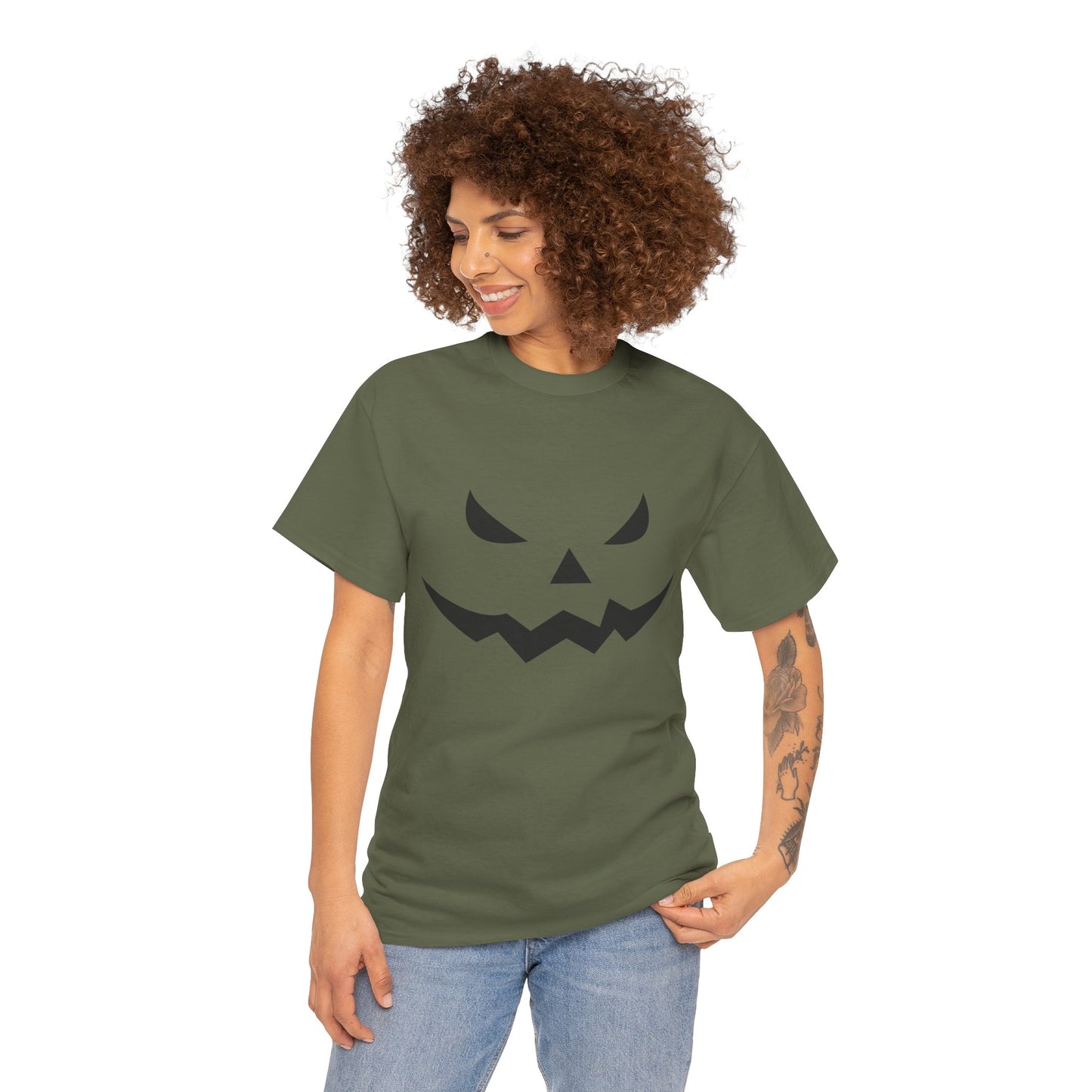 Pumpkin Face - Classic Graphic Print Unisex Heavy 100% Cotton Tee