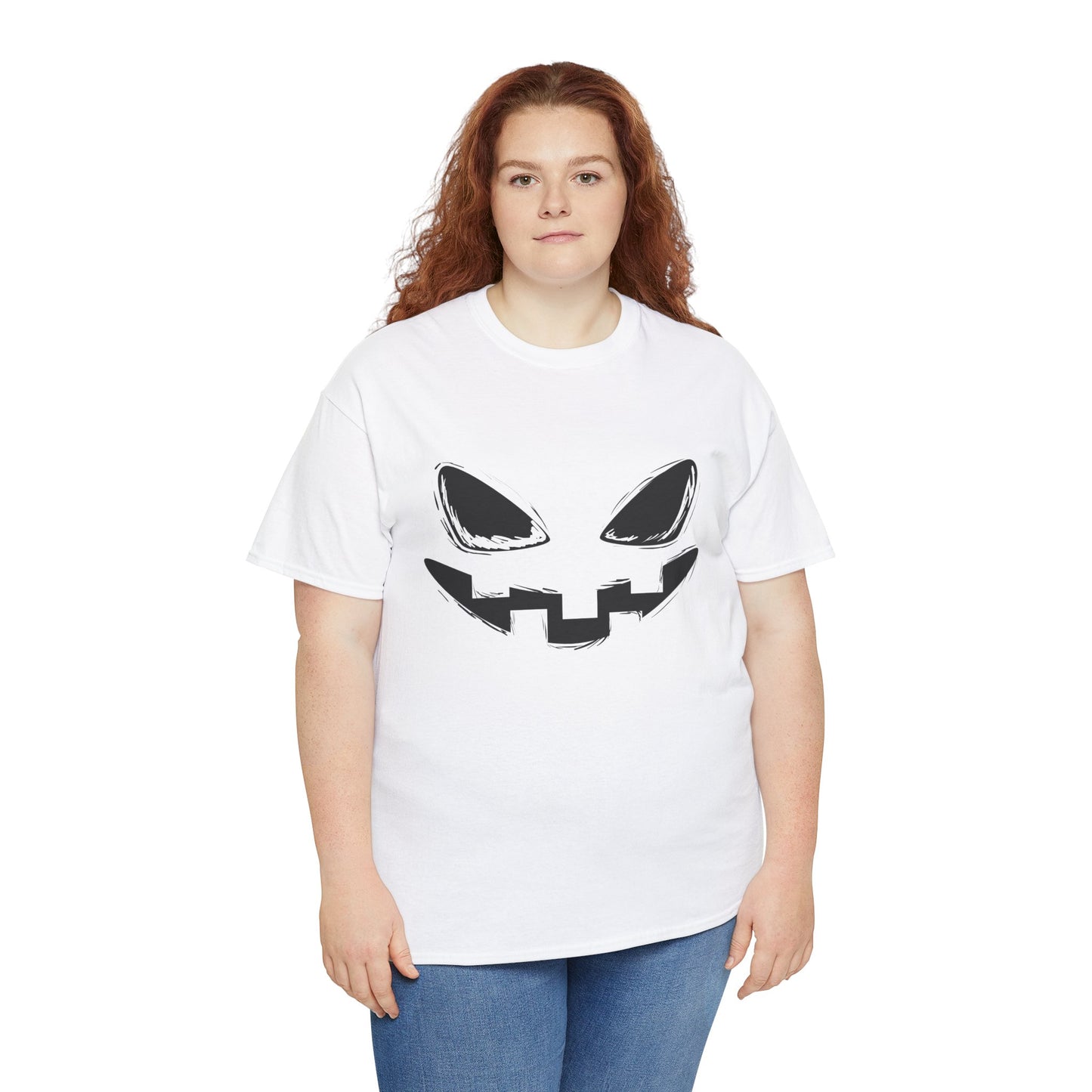 Spooky Face - Classic Graphic Print Unisex Heavy 100% Cotton Tee