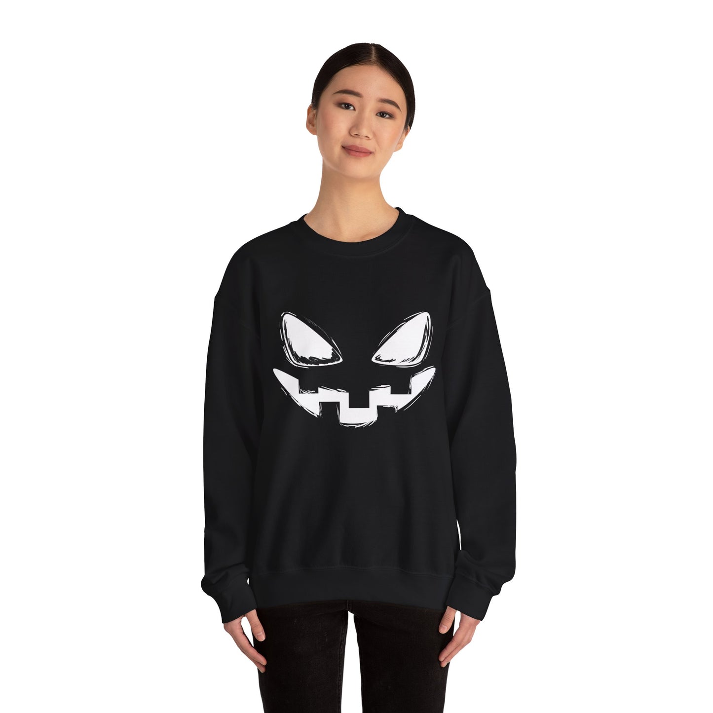Spooky Face- Classic Graphic Print Unisex Heavy Blend™ Crewneck Sweatshirt